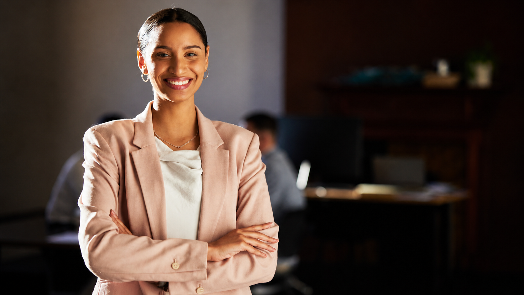 Legal professional smiling in an office
